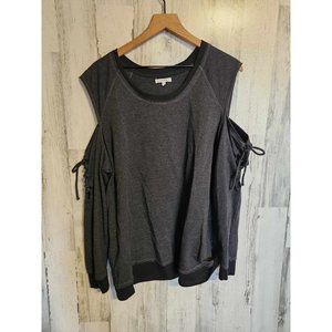 Maurices Top Womens Size 1 Plus Size Black Heather Long Sleeve Open Shoulder